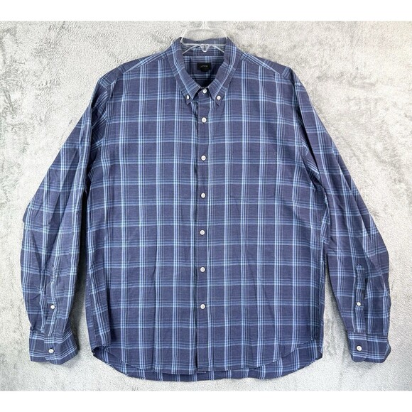 J Crew Shirt Men's XL Blue Windowpane Plaid Long Sleeve Button Up - Picture 1 of 8